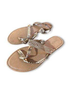 Olivia Miller Rose Gold Embellished Strappy Slingback Flat Sandals Womens Size 8